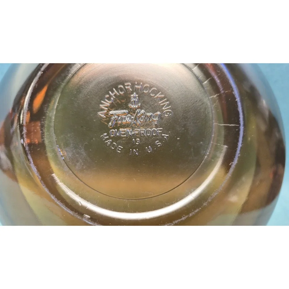 Vintage Anchor Hocking Amber Glass Mixing Bowl Serving Bowl Retro Kitchenware